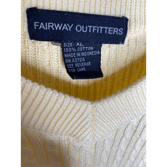 FAIRWAY OUTFITTERS MEN'S YELLOW COTTON CABLE KNIT GOLF SWEATER VEST SZ XL - Picture 4 of 4